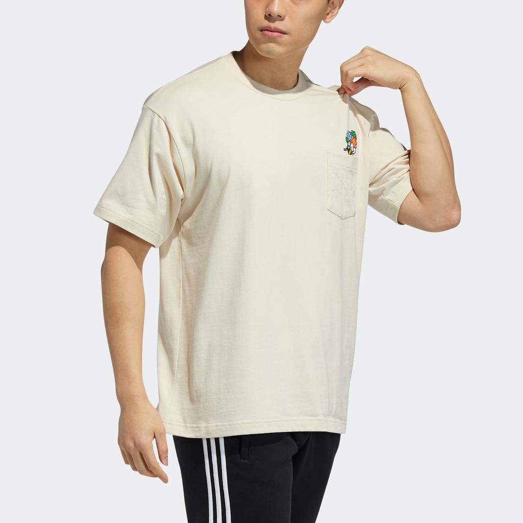 Adidas Футболка с коротким рукавом Originals X Melting Sadness с цветочным принтом и круглым вырезом, винтажные мужские топы Off-White HB6860