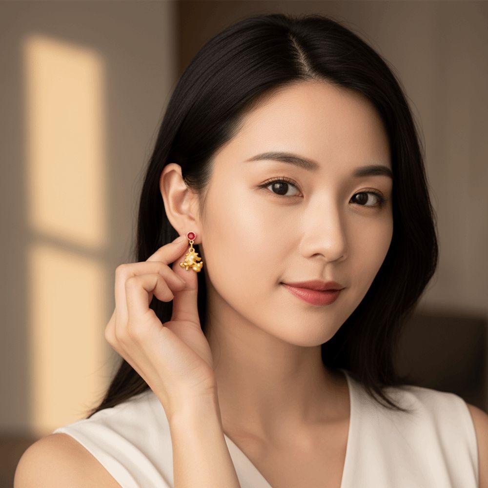 Серьги на Новый год в китайском стиле, серьги-подвески с мультяшной лошадью, талисманом лошади, подарок