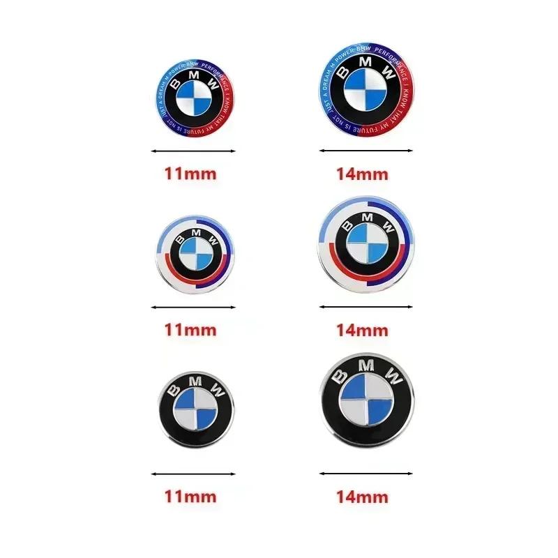 11/14mm Car Remote Key Fob Emblem Badge Radio Button Sticker For BMW 50th E46 E90 E49 F30 F80 E36 E46 E93 E92 F34 F31 GT G30 X7