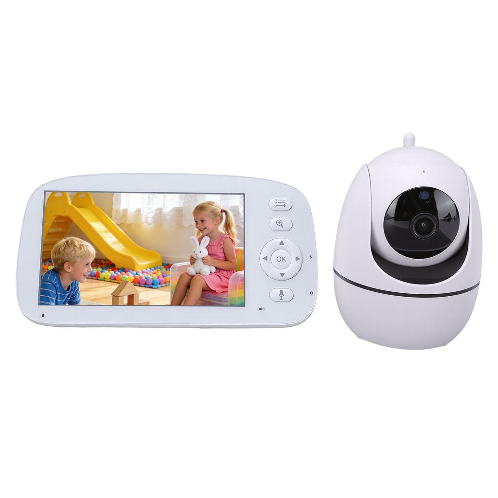Радионяня без Wi-Fi с камерой и аудио, 5-дюймовый ЖК-экран 720P, 360 градусов панорамирование и наклон, 2-кратное увеличение, ночное видение