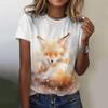 2024 Summer Casual Women's T-Shirt Fashionable Printed Color Small Animal Pattern Round Neck Short Sleeved Loose Top