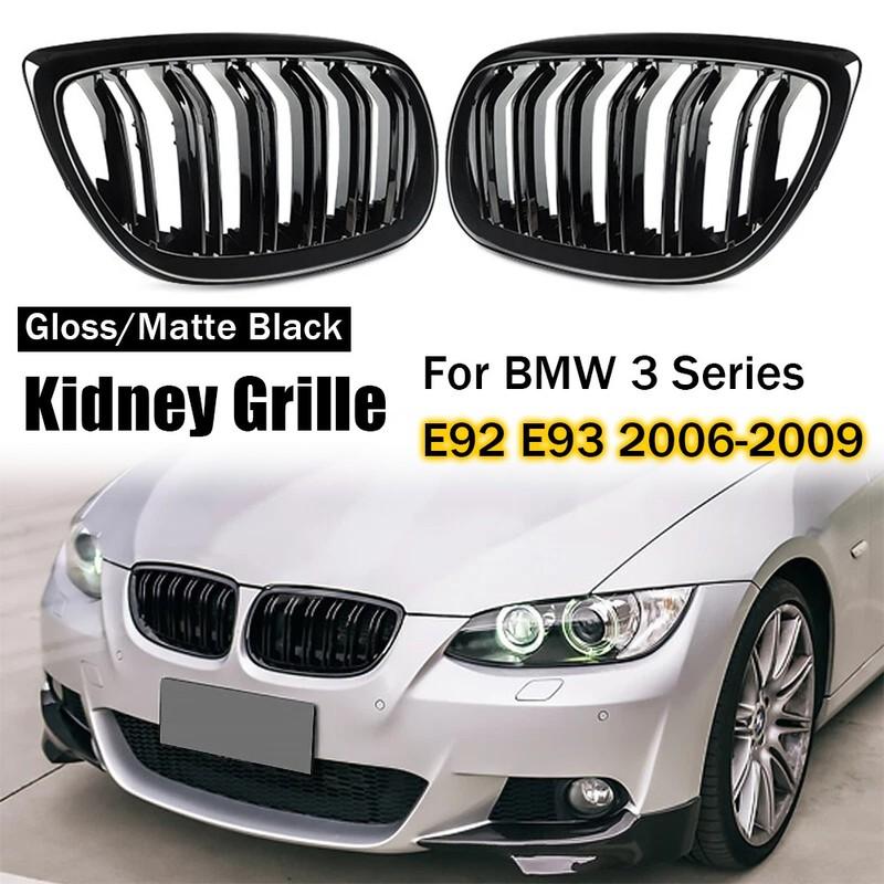 For BMW 3 Series E92 E93 Coupe M3 2008-2010 2x Car ABS Grille Front Kidney Grill Doulbe Line Style 51137157277 51137157278 Parts