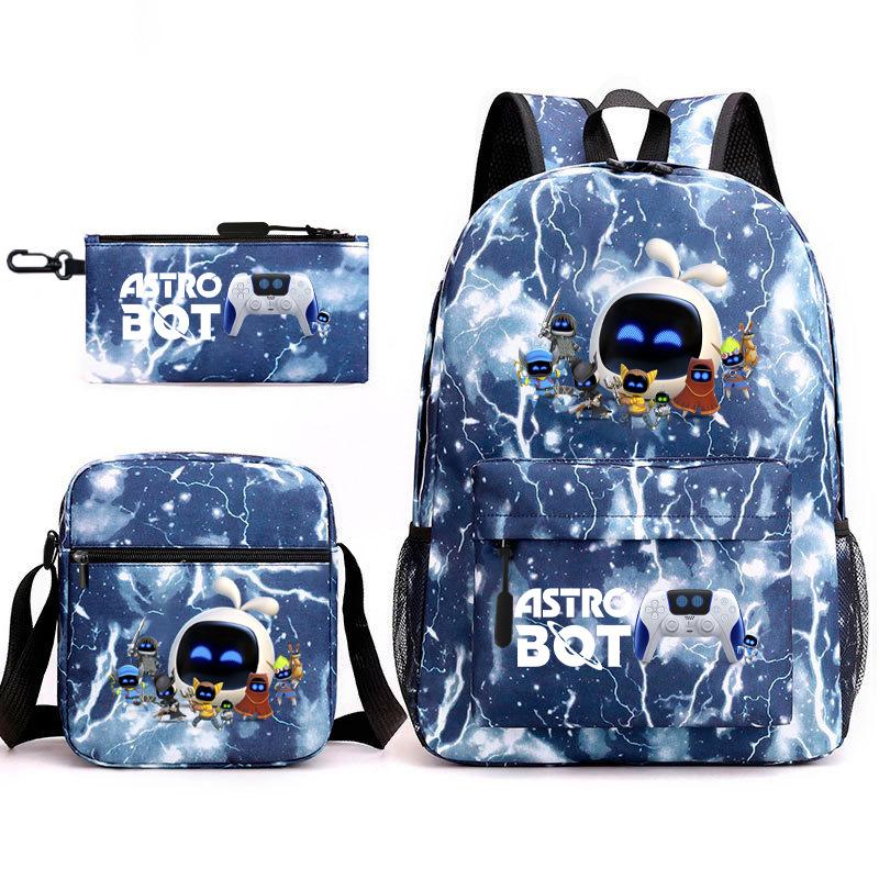 Teen Schoolbag, Universe Robot, Primary School Student Starry Sky Personality Heat Transfer Backpack Three-piece Set
