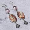 Crazy Lace Agate, Kunzite 925 Sterling Silver Jewelry Earring 3.35" Q0r36