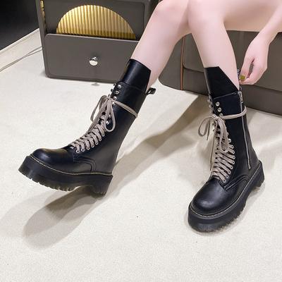 Роскошные женские ботинки на толстой подошве в британском стиле, весна-осень 2024 года, новые модные ботинки, тонкие и высокие, короткие мотоциклетные ботинки средней высоты