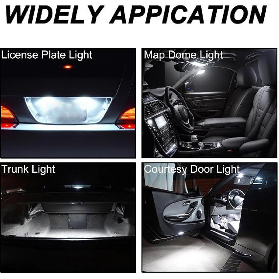 T10 194 168 Dash trument White LED Light Bulbs Bright Panel Gauge Cluster Dashboard LED Light Bulbs 10Pcs/Set (White)