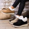 2025 New Lace-up Plush Plush Cotton Shoes Large Size Round Toe Platform Sole Warm Snow Boots for Women