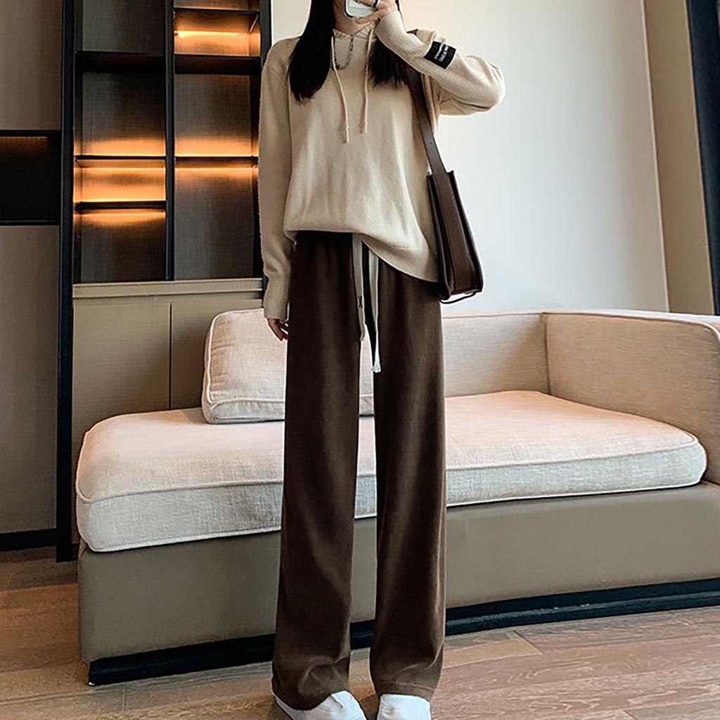 Женские модные универсальные повседневные спортивные тонкие и высокие однотонные широкие брюки