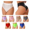Womens High Waist Glossy Swim Briefs Solid Color Stretchy Beachwear Bottoms