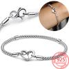Infinity-detailed Openable Heart-shaped Clasp Studded Chain Bracelet Fit 925 Sterling Silver Murano Glass Beads Jewelry Charm