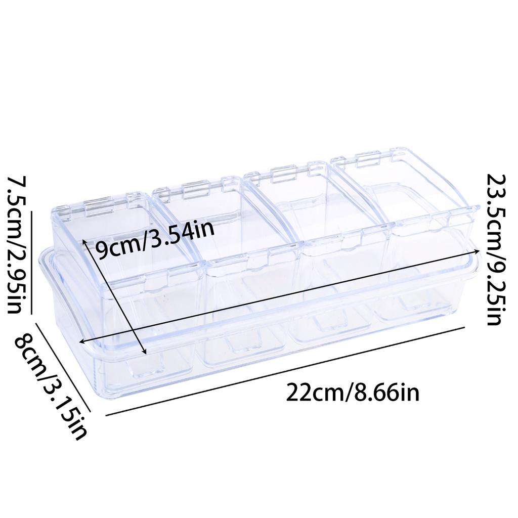 Простой контейнер для приправ Функциональное хранение Органайзер для специй с 4 отделениями для кухни и коммерческого использования