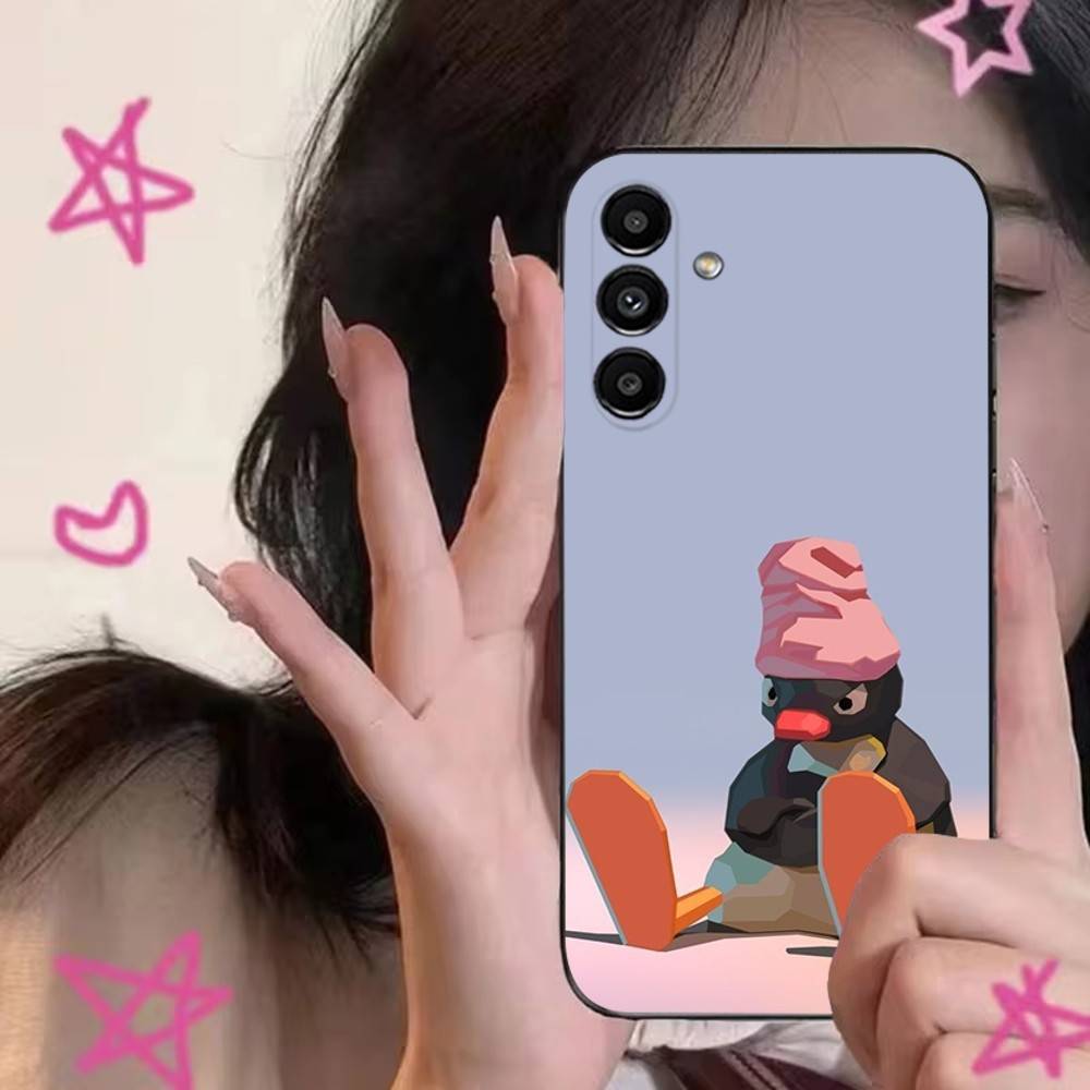 Happy P-Pingu Penguin Phone Case For Samsung S24,S21,S22,S23,S30,Ultra,S20,Plus,Fe,Lite,Note,10,9,5G Black Soft Cover