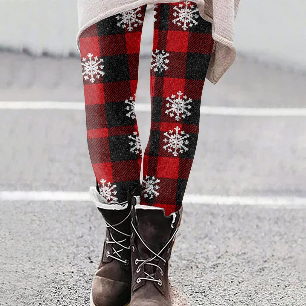 Женские рождественские облегающие эластичные повседневные брюки для йоги