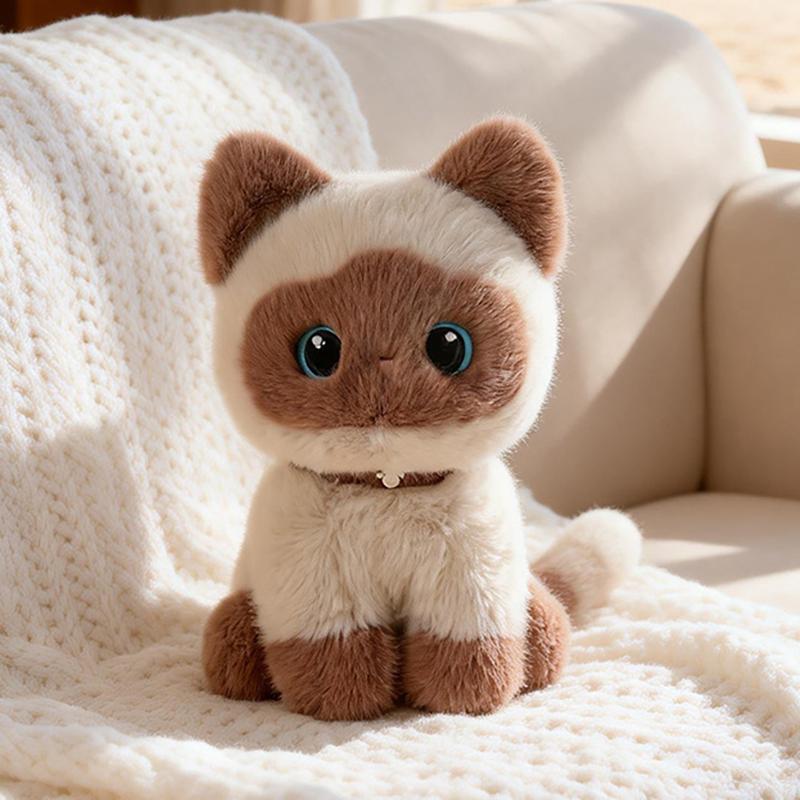 2025 см Сидящая кошка Плюшевая игрушка Маленький котенок Плюшевая игрушка Черно-белый Трехцветная сиамская кошка Успокаивающий подарок