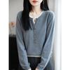 Autumn Winter Round Neck Fake Two Pieces Patchwork Sweater Women Casual All-match Pullover Knitting Top