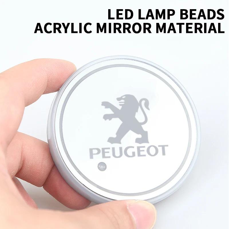2026 Hot Car Sticker For Peugeot Car styling LED Luminous Car Water Cup Holder Coaster Lamps For Peugeot 308 408 508 RCZ 208 300