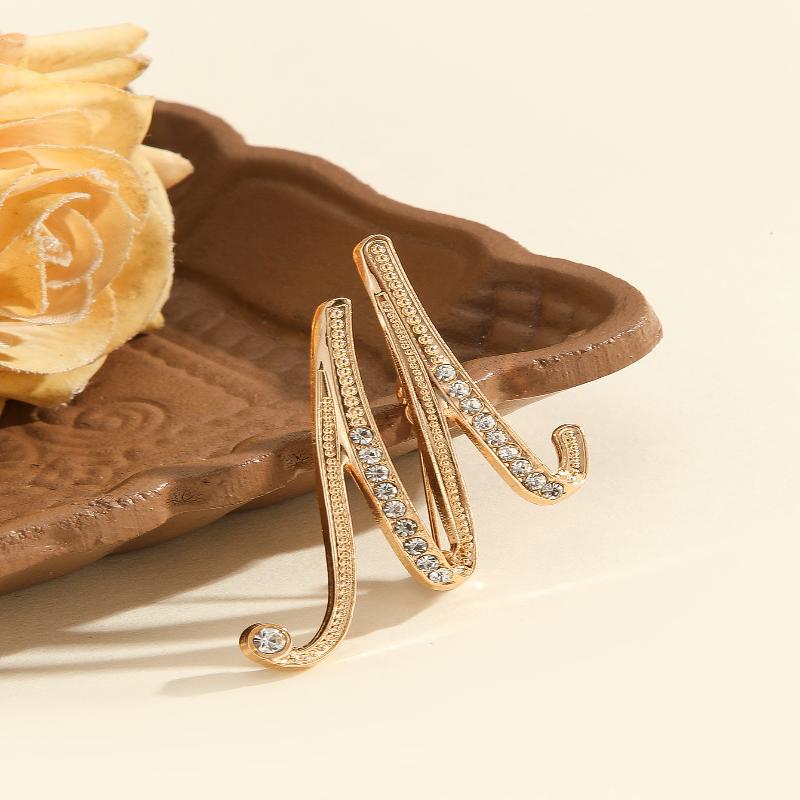 Женская брошь в виде буквы от A до Z, стразы, кристалл, золотистый цвет, английский алфавит, металлические значки, милая брошь, ювелирные аксессуары, подарок