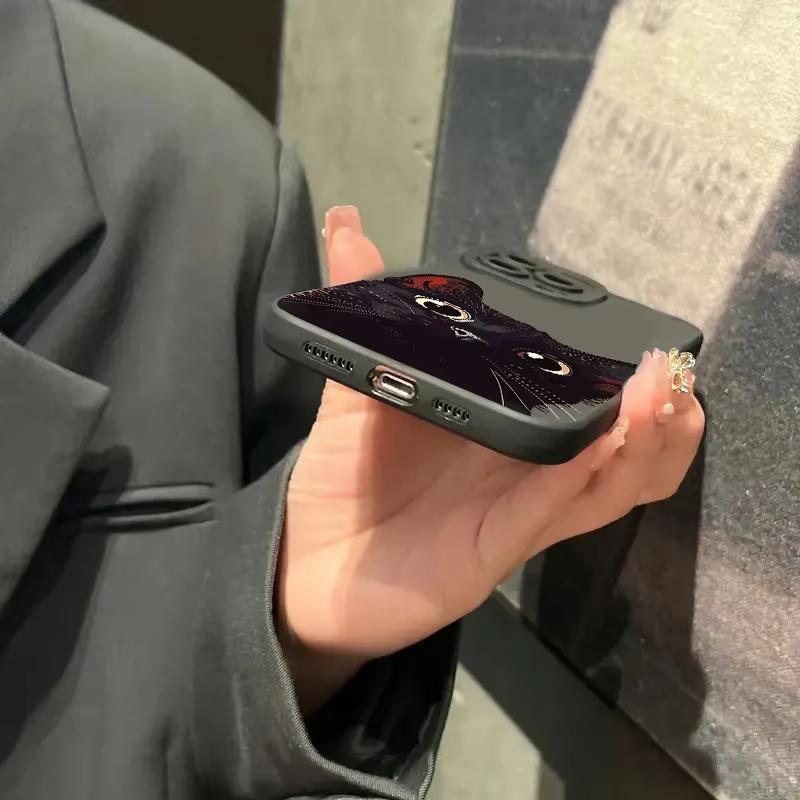 Милый Чехол для Телефона с Рисунком Черного Кота Для Samsung Galaxy S25 Ultra S24 S23 FE S22 Plus S21S20 A54 A55 A35A15 Мягкая Силиконовая Крышка