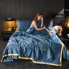 Luxury Embroidery Ice Silk Summer Cool Quilts Bedroom Nap Air Conditioner Quilted Soft Comforter Blanket Set European Style 2024