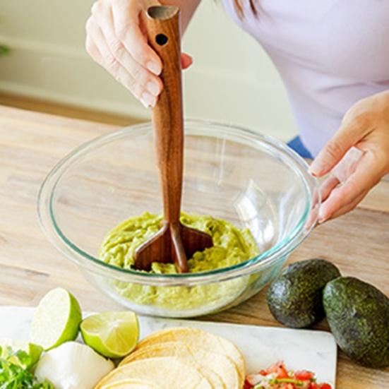 Деревянный измельчитель мяса Картофелемялка Прочный инструмент для фарша Бургеров Овощей Без BPA Необходимый кухонный инструмент для домашней готовки