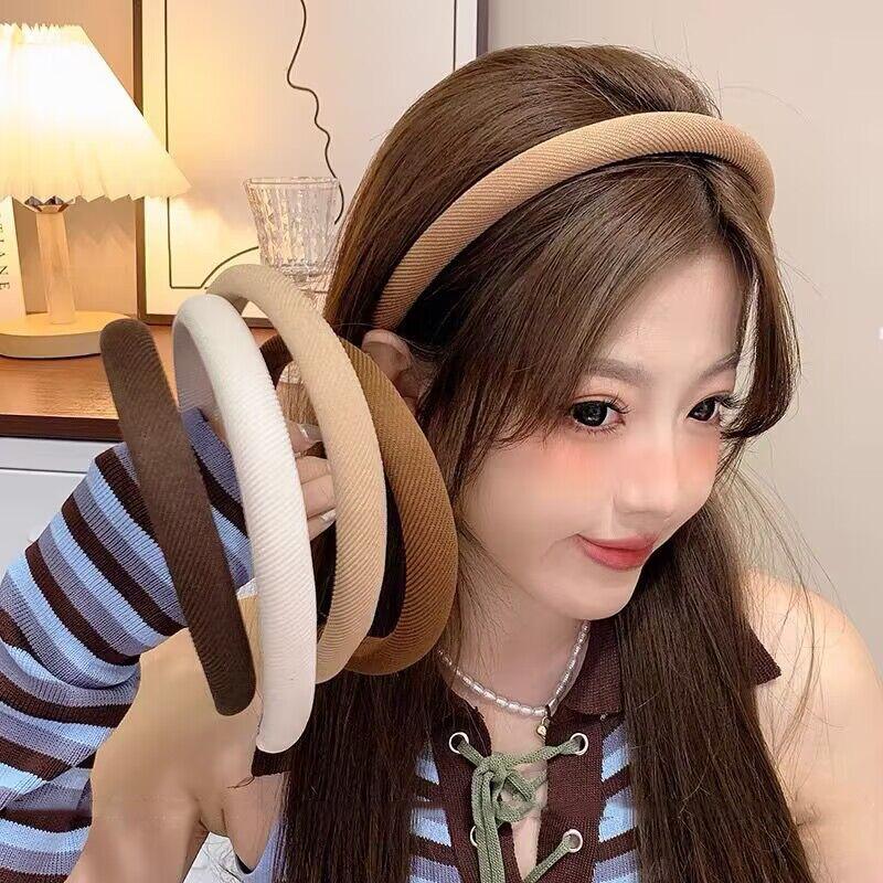 Новые корейские женские широкие ленты для волос, головной убор, винтажный простой обруч для волос с принтом, резинки для волос, аксессуары для волос для девочек, головные уборы