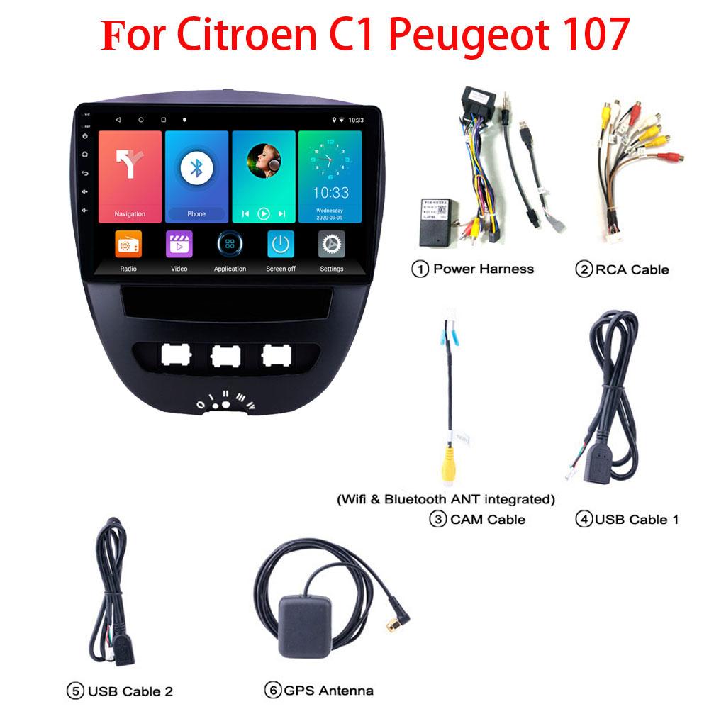 2 Din Android автомобильное радио для Peugeot 107 Toyota Aygo Citroen C1 2005-2014 автомобильный мультимедийный плеер головное устройство стерео GPS-навигация BT WIFI 1 + 16 ГБ