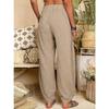 Women's Harem Pants Summer Casual Retro Large Size Cotton and Linen Pants Elastic Waist Wide Leg Pants Home Pants