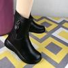 Flat-bottomed Medium Tube Short Boots Women's 2025 Winter New Round Head Simple High-end Extra-thick Ultra-light Thick-soled Thick-soled Velvet