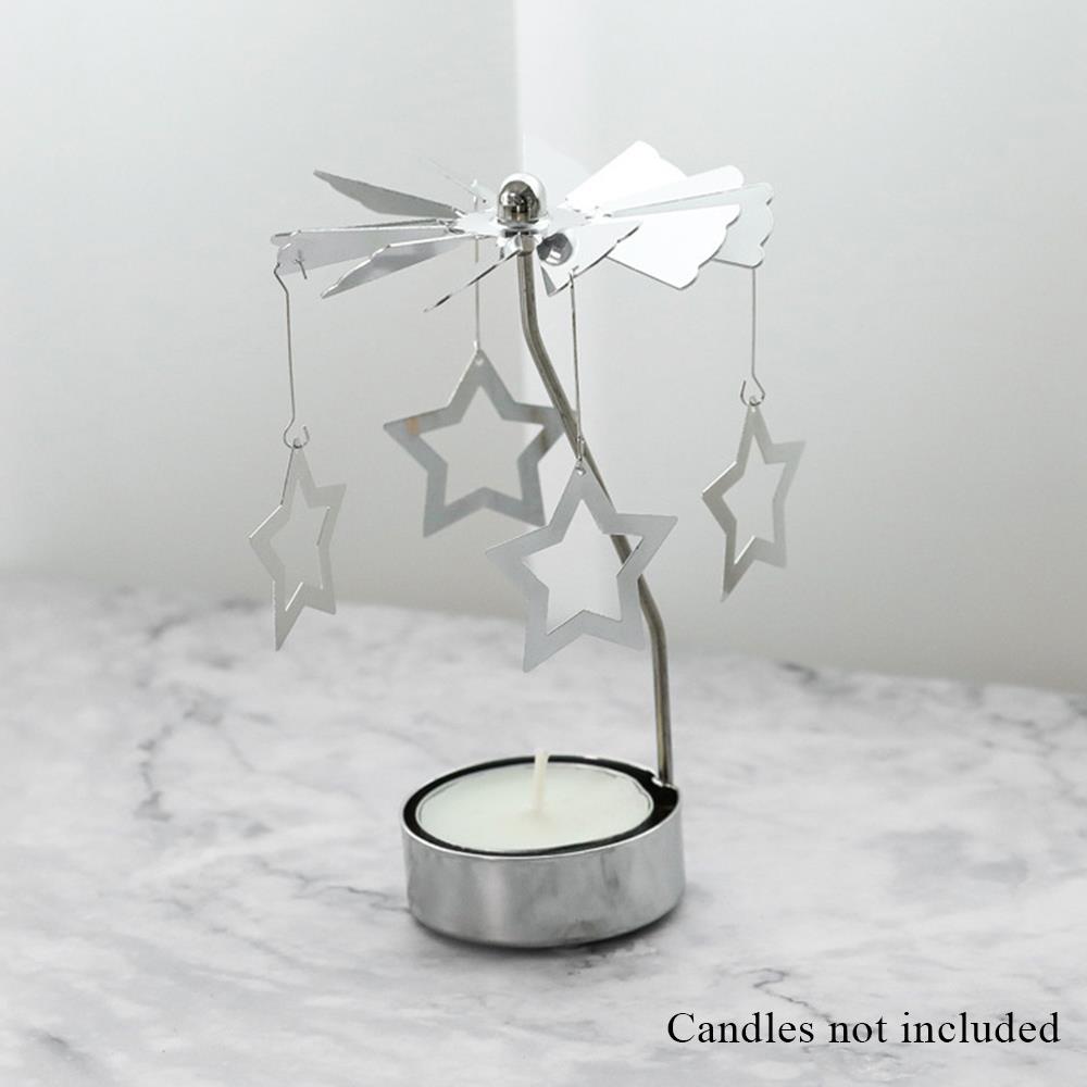 Серебряный подсвечник, украшение для дома, подарок на день святого Валентина, вращающийся подсвечник, декор для вечеринки, романтическая карусель, рождественская подставка для свечей