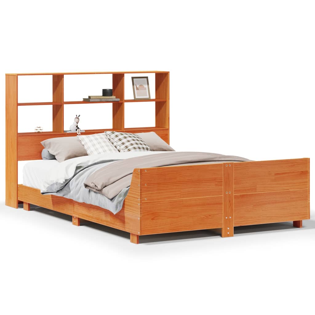 Solid Wood Bed without Mattress Wax Brown 150 x 200 cm Pine Wood