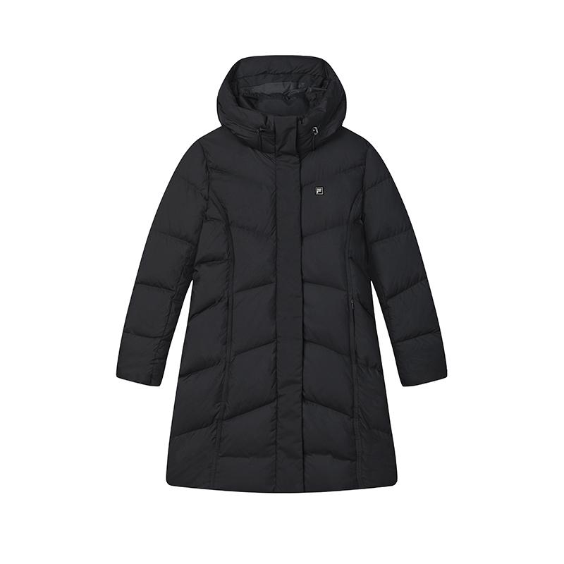 Fila Повседневная спортивная куртка-пуховик с капюшоном на молнии, с белым логотипом, для активного отдыха, женская, черная F11W443903FBK