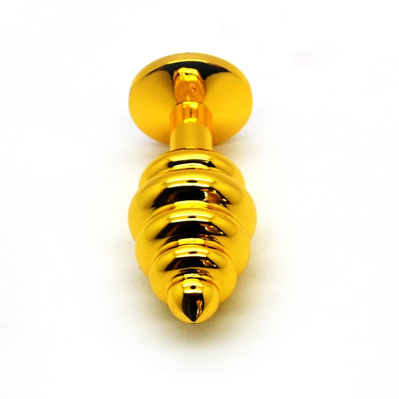Металлические анальные игрушки с резьбой, вставка, сексуальная пробка, анальная пробка - золотые, эротические секс-игрушки для женщин, товары для взрослых