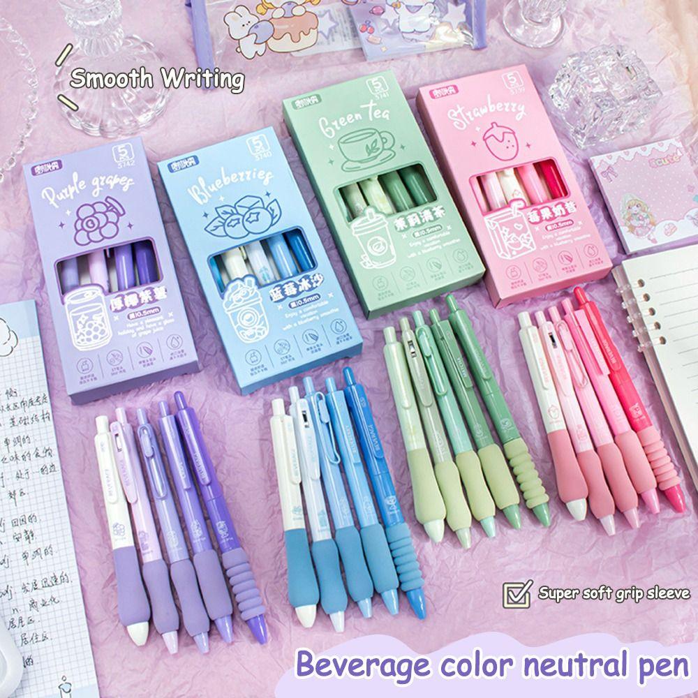 5PCS/Set 0.5mm Gel Pen Soft Grip Neutral Pen New Ballpoint Pen Students