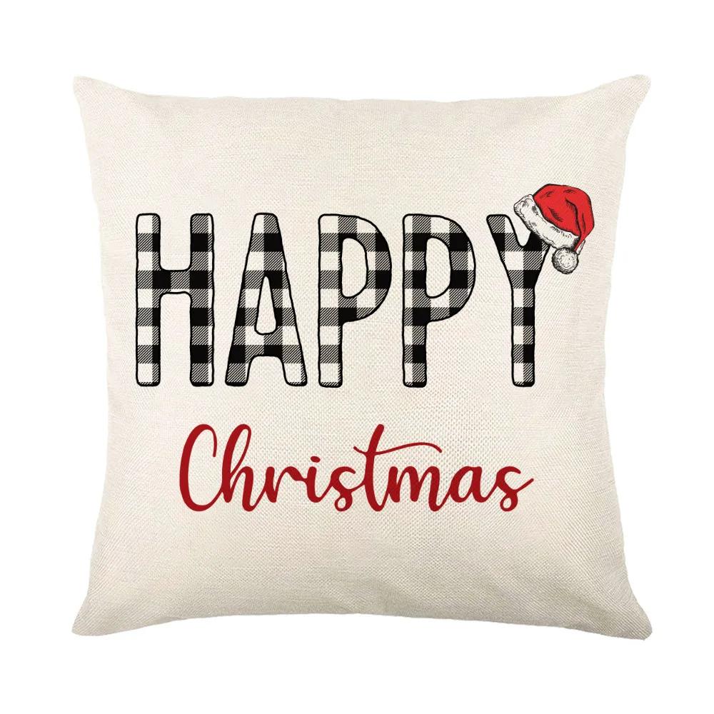Christmas Cushion Cover Linen Pillow Covers Holiday Decoration Home Decor Salon Sofa Pillow Case Throw/Couch