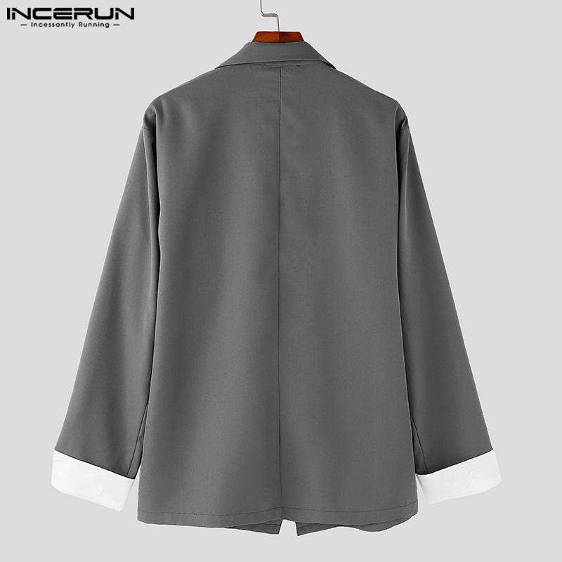 INCERUN Мужские свободные пиджаки с воротником-лацканами и длинными рукавами, с открытой передней строчкой