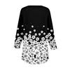 3/4 Length Sleeve Womens Tops Summer T-Shirts Floral Print V Neck Casual Basic Tee Button Shirts Tunic Tops