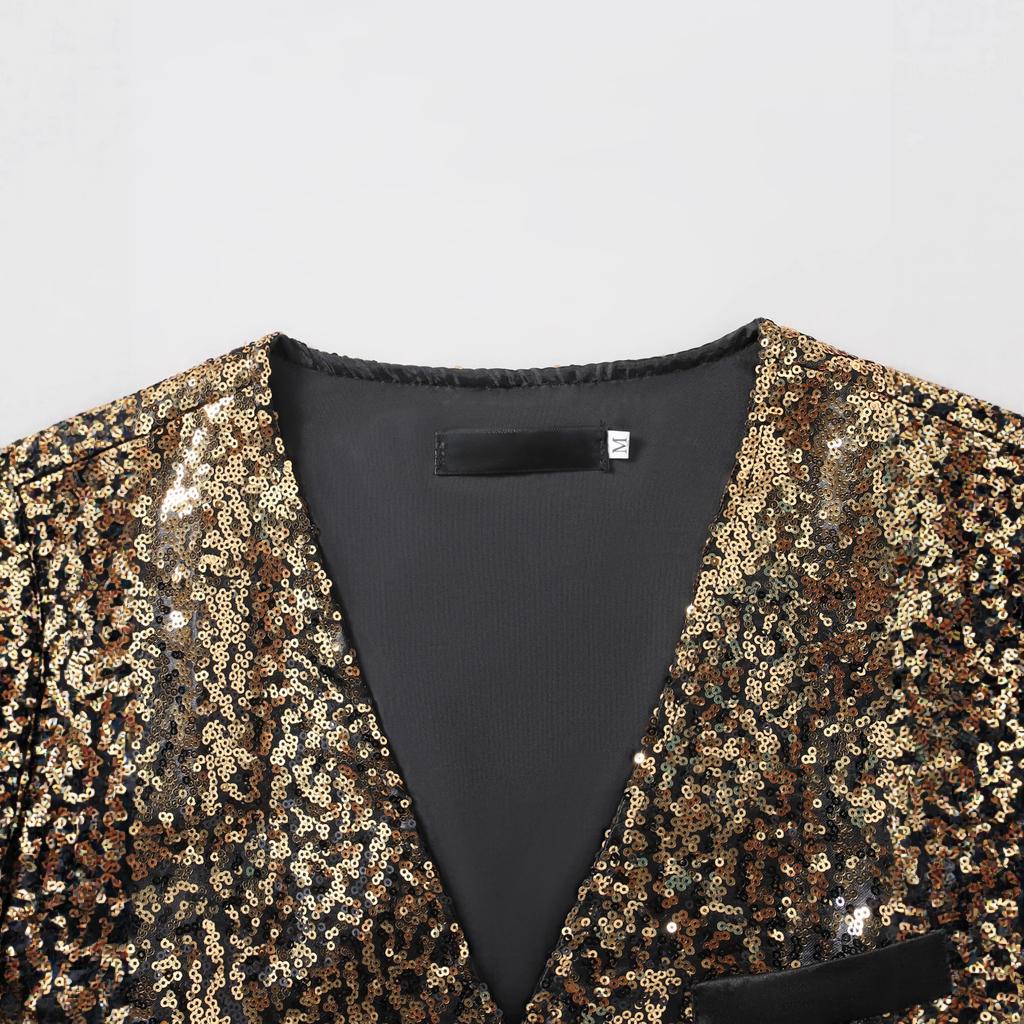 Мужской жилет с пайетками, меняющими цвет, жилет бармена для выступлений