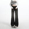 American black micro-pull jeans women's spring new rough edge design high waist without leg horn pants