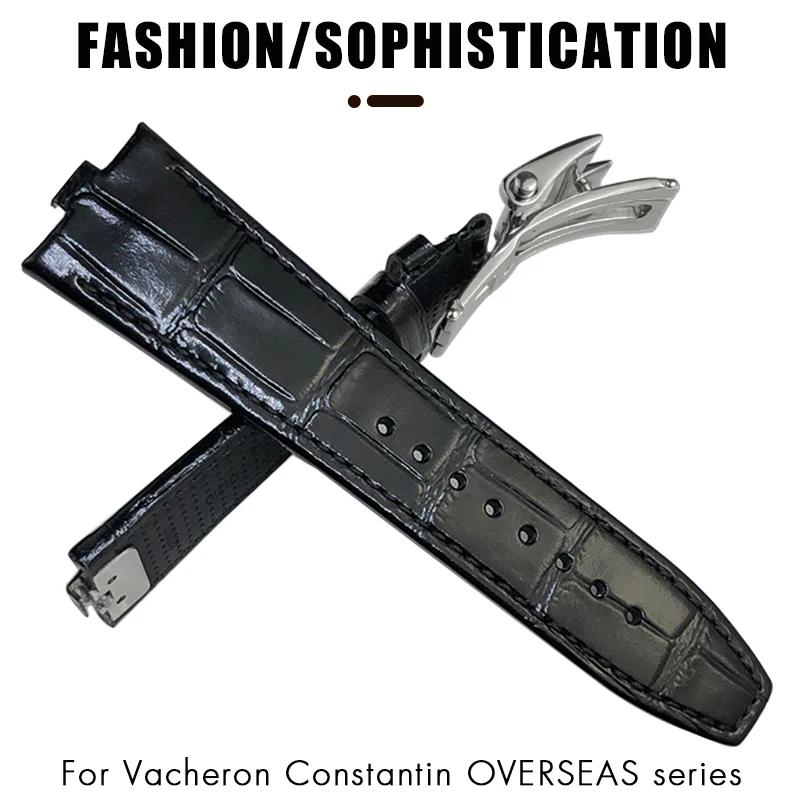 Высококачественный ремешок для часов из натуральной кожи 24x7 мм для Vacheron Constantin Overseas 4300V 4500V 5500V Ремешок для часов с механизмом быстрой замены