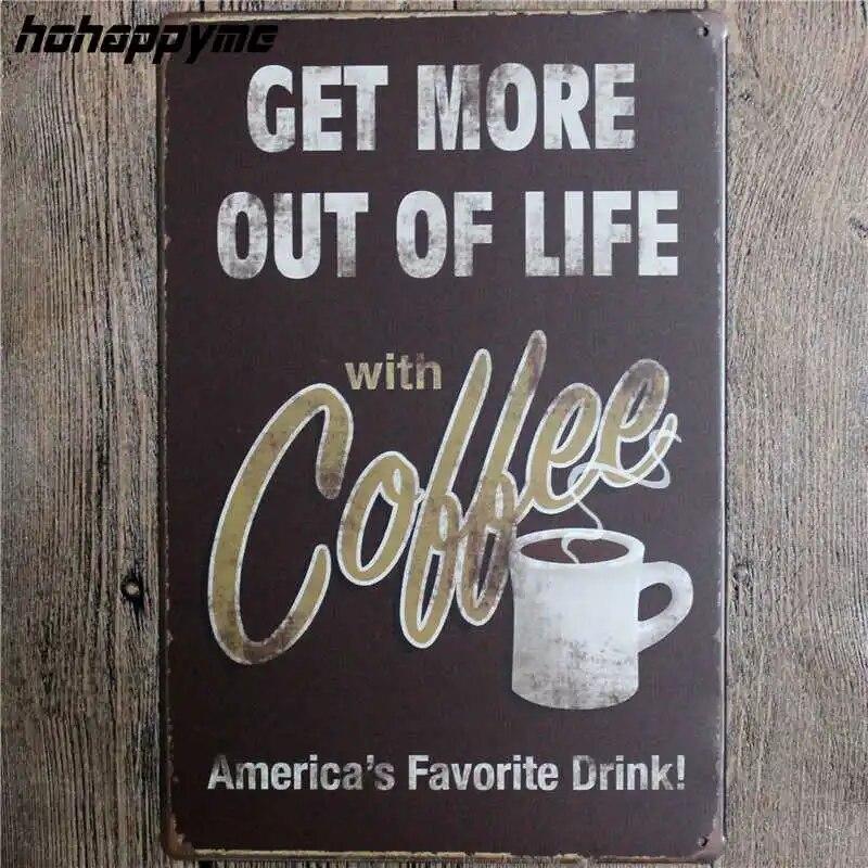 Coffee Menu Metal Plaque Signs House Art License Poster Home Decoration License Plate Tin Wall Decor 20*30 CM
