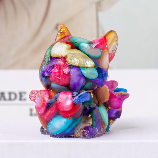 Фигурка лисы из натурального камня с девятью хвостами, позитивная целебная энергия, вырезанная вручную, цветная, искусственная хрустальная статуэтка в виде сердца любви, животное