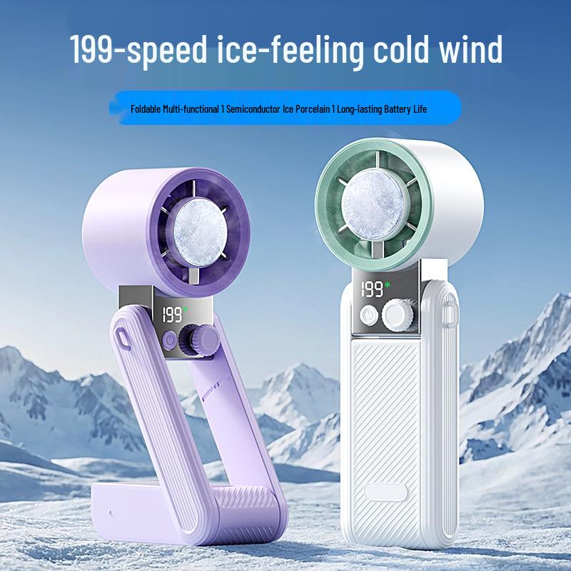Portable Folding USB Mini Fan with Digital Display & Long Battery Life