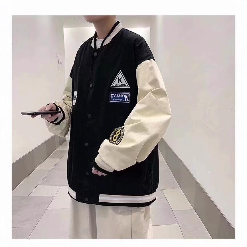 Men's Autumn Winter Korean Style Versatile Baseball Jacket - Trendy, Loose Fit, Hong Kong Street Style.