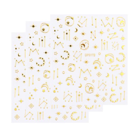 3Pcs/Set Nail Decals Non-Fading Luxury Ultra Thin Decoration Stickers Sparkly Geometry Decals