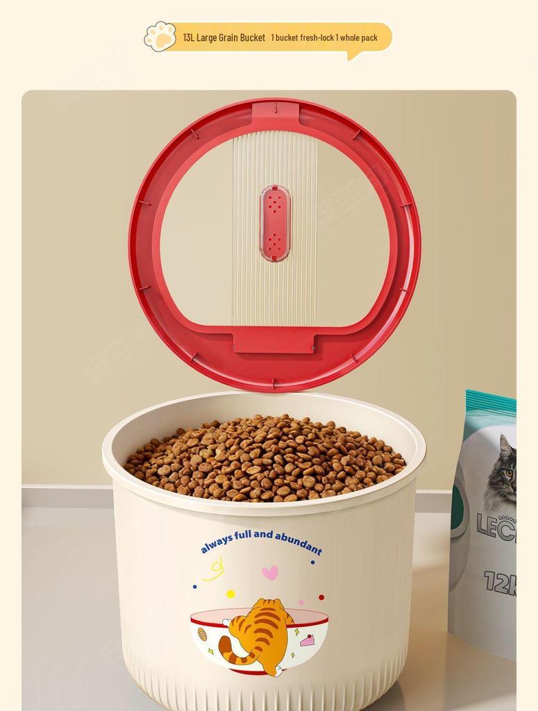 Moisture-Proof Cat & Dog Food Storage Bucket - Food-Grade, Sealed Container for Grain, Rice & Pet Food.