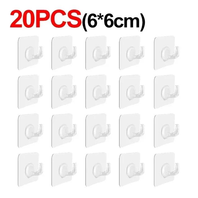 5-50pcs Transparent Self Adhesive Hooks Door Wall Mounted Hanger Hook Suction Heavy Load Rack Kitchen Bathroom Organizer Holder