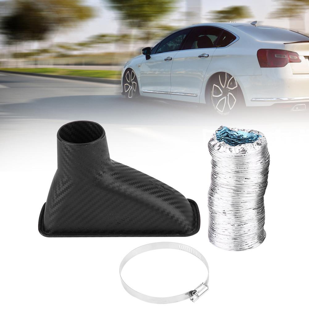 Universal Car Modified Front Bumper Air Intake Turbo Turbine Inlet Pipe Funnel Kit Square