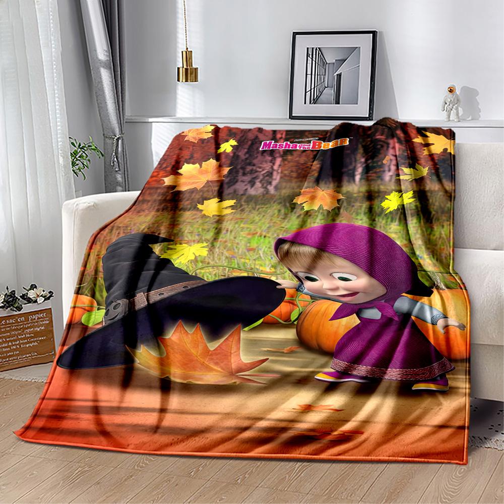 Masha Bear Blanket Durable Comfort Great for Picnics Bedding Seaside for All Seasons Stylish Decor Suitable for Gifting Relatives and Friends