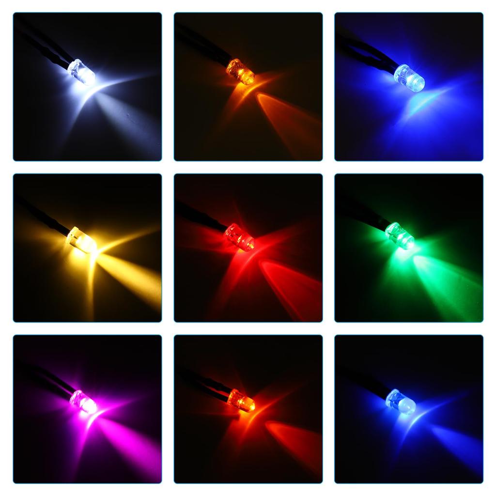 PATIKIL Light Emitting Diode 5mm LED Diode Light with Wiring 50pcs 3-6V Bullet Shape