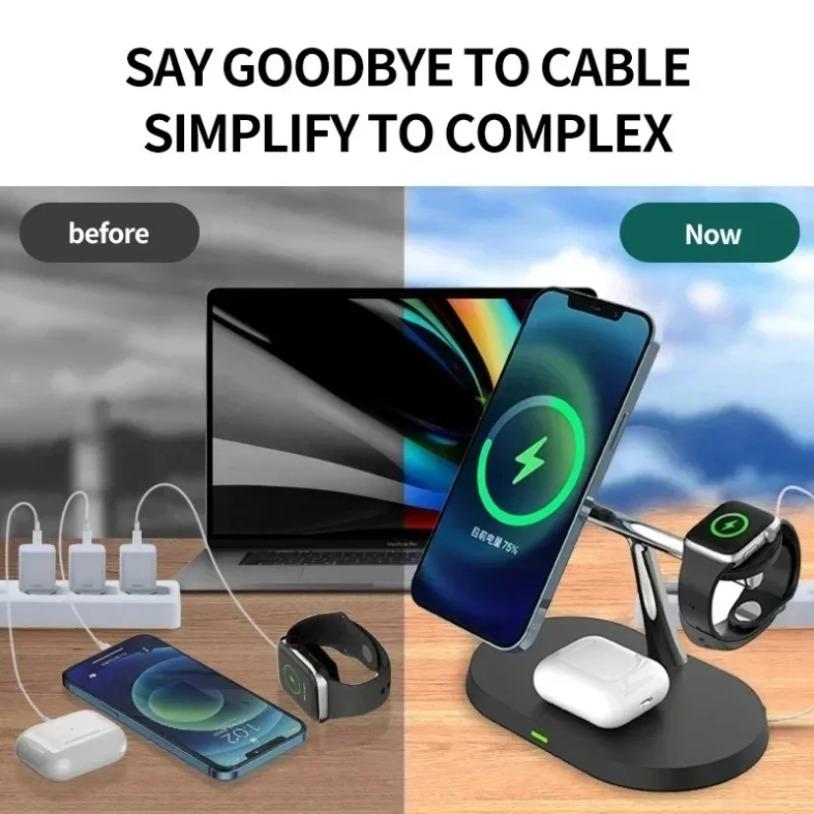 Opansten НОВЫЙ Магнитный Беспроводной Зарядный Стенд Для iPhone 17 16 15 14 13 12 Pro iWatch 9 8 Airprods 3 в 1 Быстрая Зарядная Станция